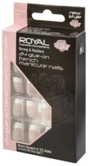 Royal 24 Glue On French Manicure Short Square Nails